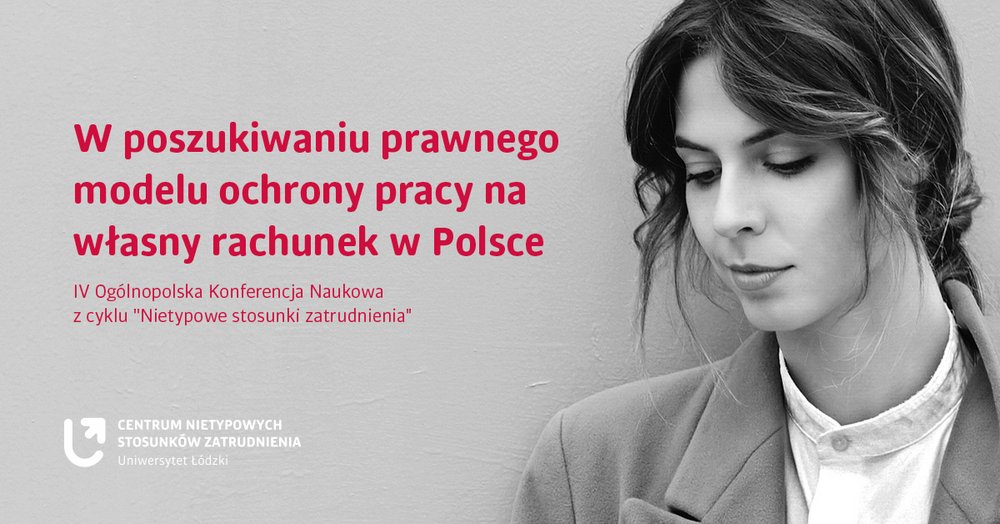 Czarno-białe zdjecie z kobietą z tytułem konferencji