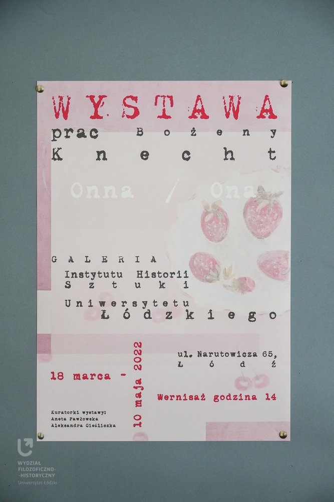 Plakat promujący wystawę prac Bożeny Knecht "Onna/Ona"