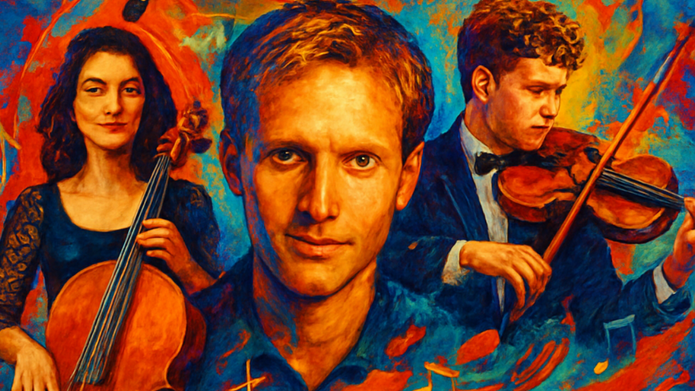 Ilustracja trójki wykonawców koncertu