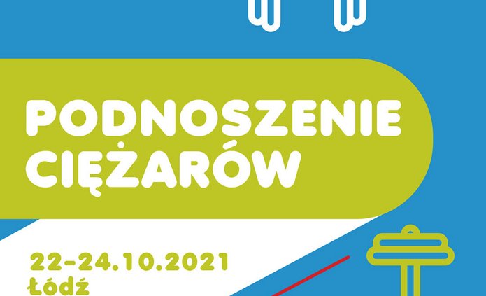 Plakat z logo organizatorow i sponsorami oraz napisem Podnoszenie ciężarów