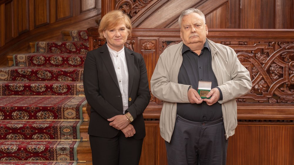 fot. Maciej Andrzejewski, Centrum Promocji UŁ Andrzej Sapkowski i Rektor UŁ