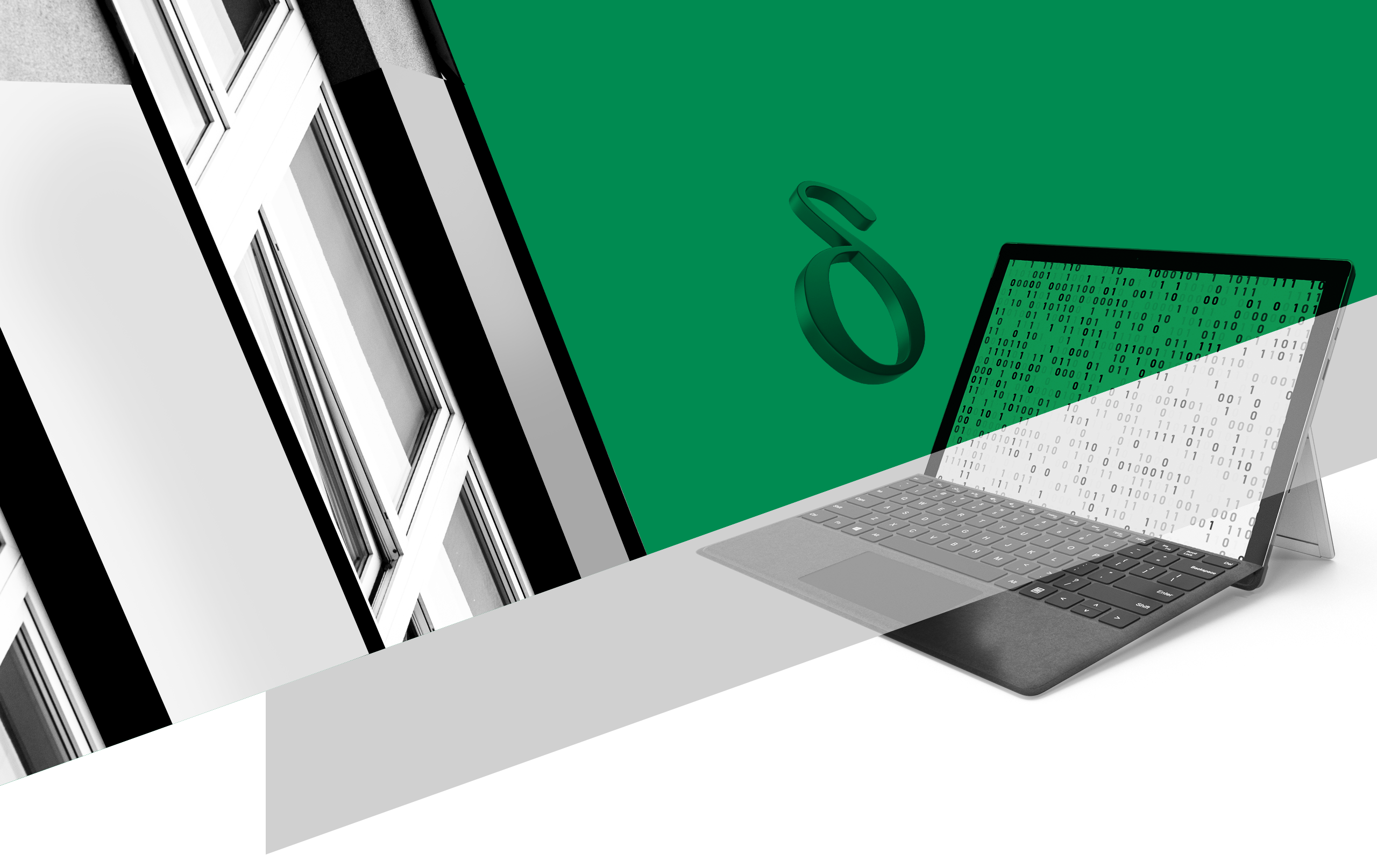 grafika ilustracyjna - laptop z kodem binarnym