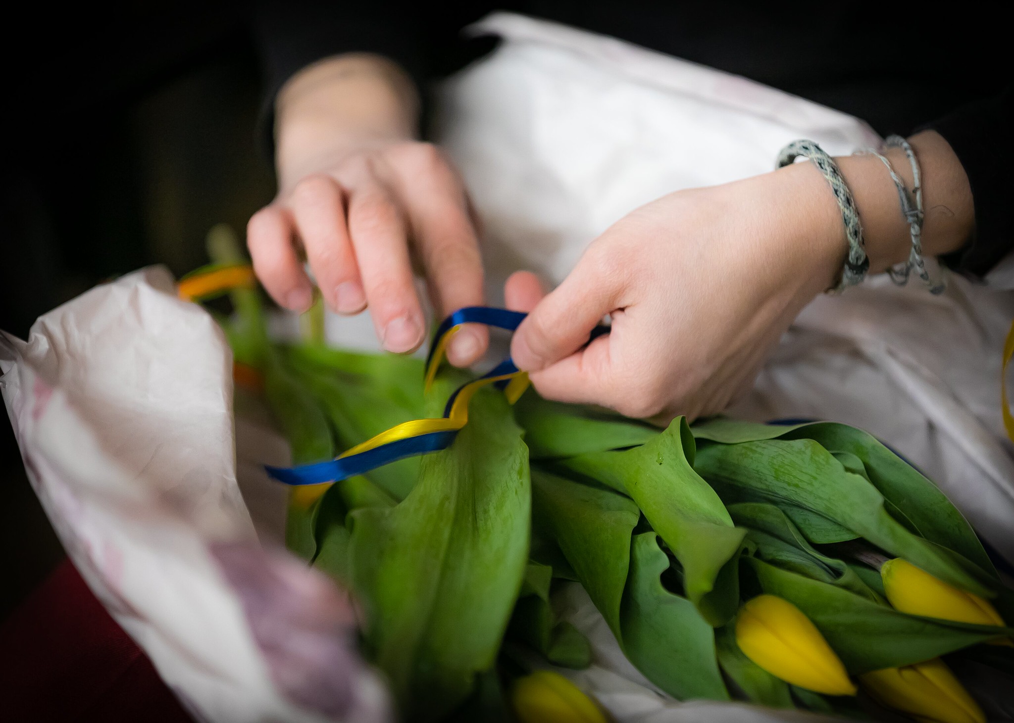 wstążka w barwach ukraińskich