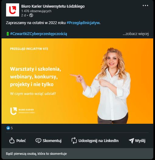 zrzut ekranu profilu Biura Karier
