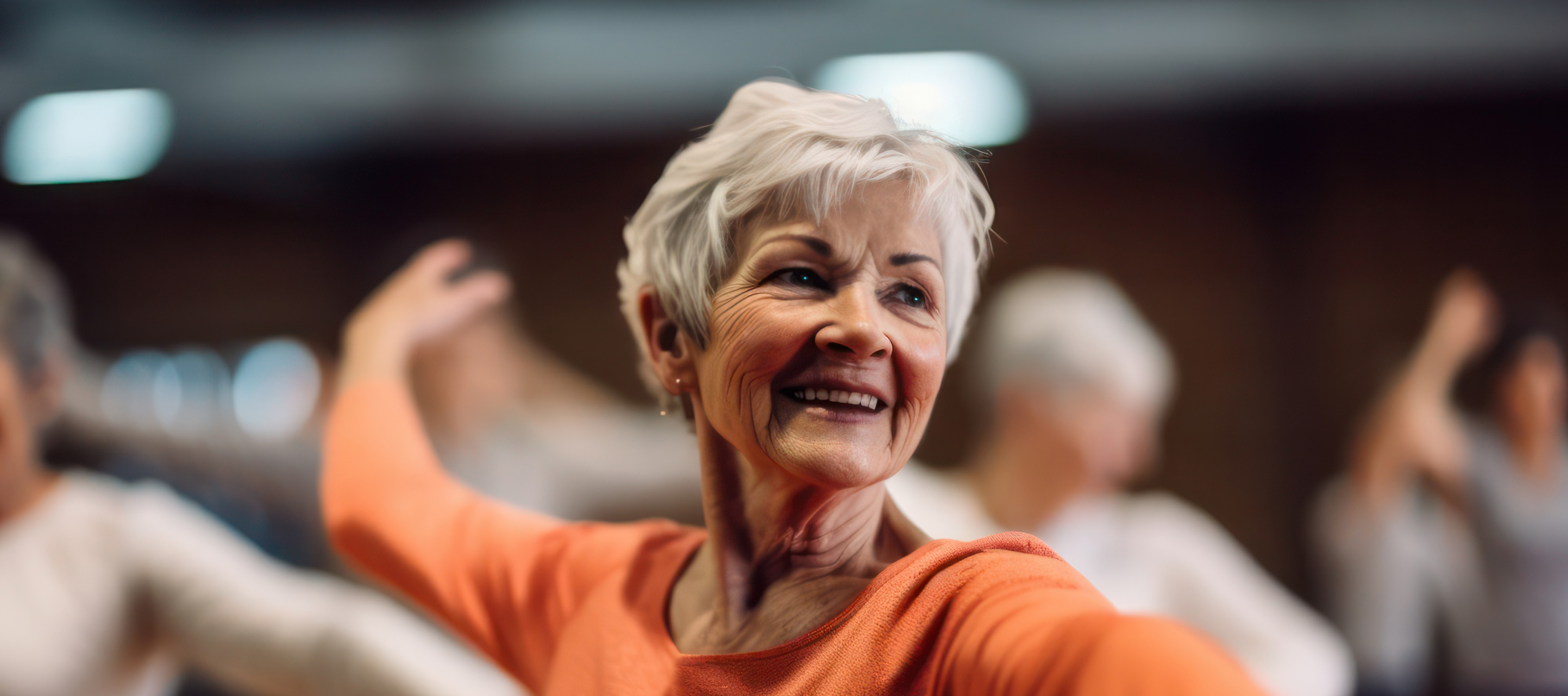 seniorzy podczas zajęć tanecznych