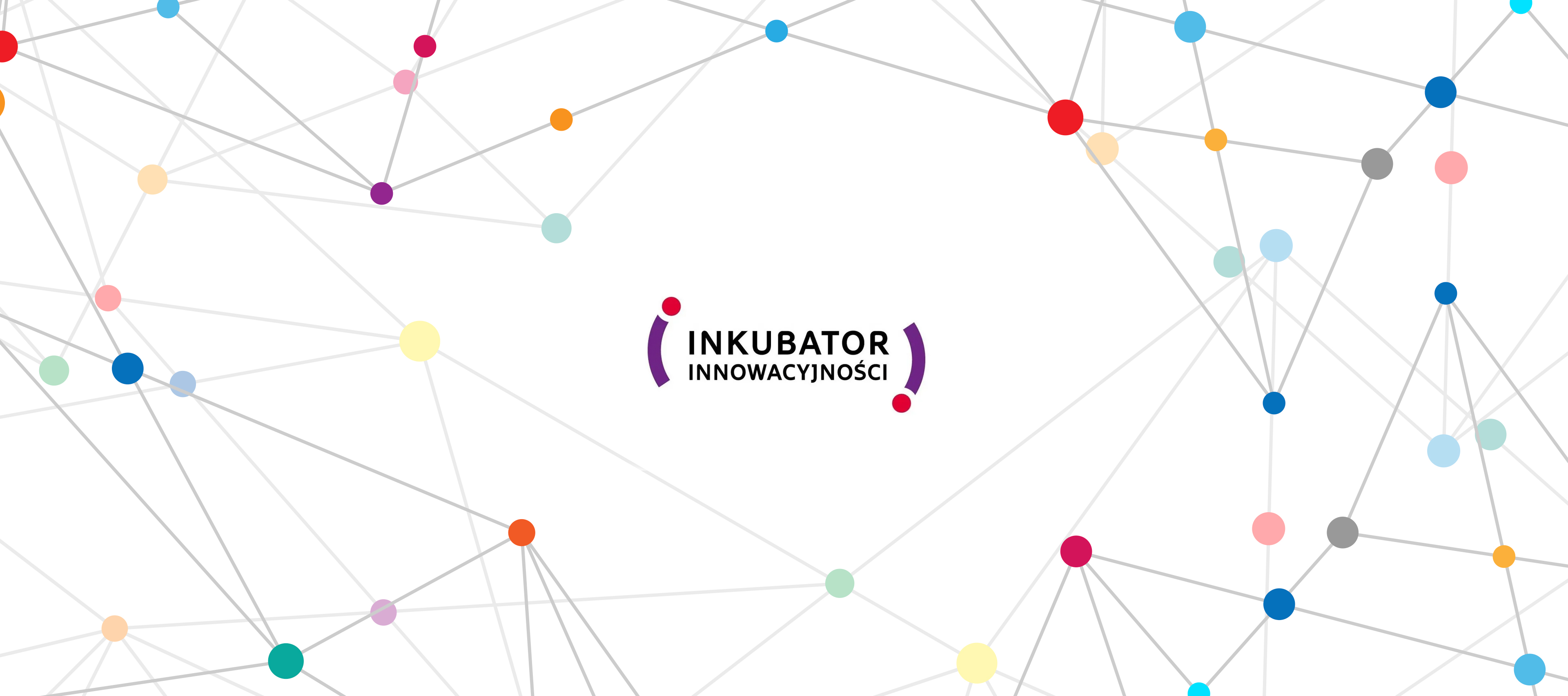 logotyp programu napis inkubator innowacyjności na białym tle z elementami kolorowymi