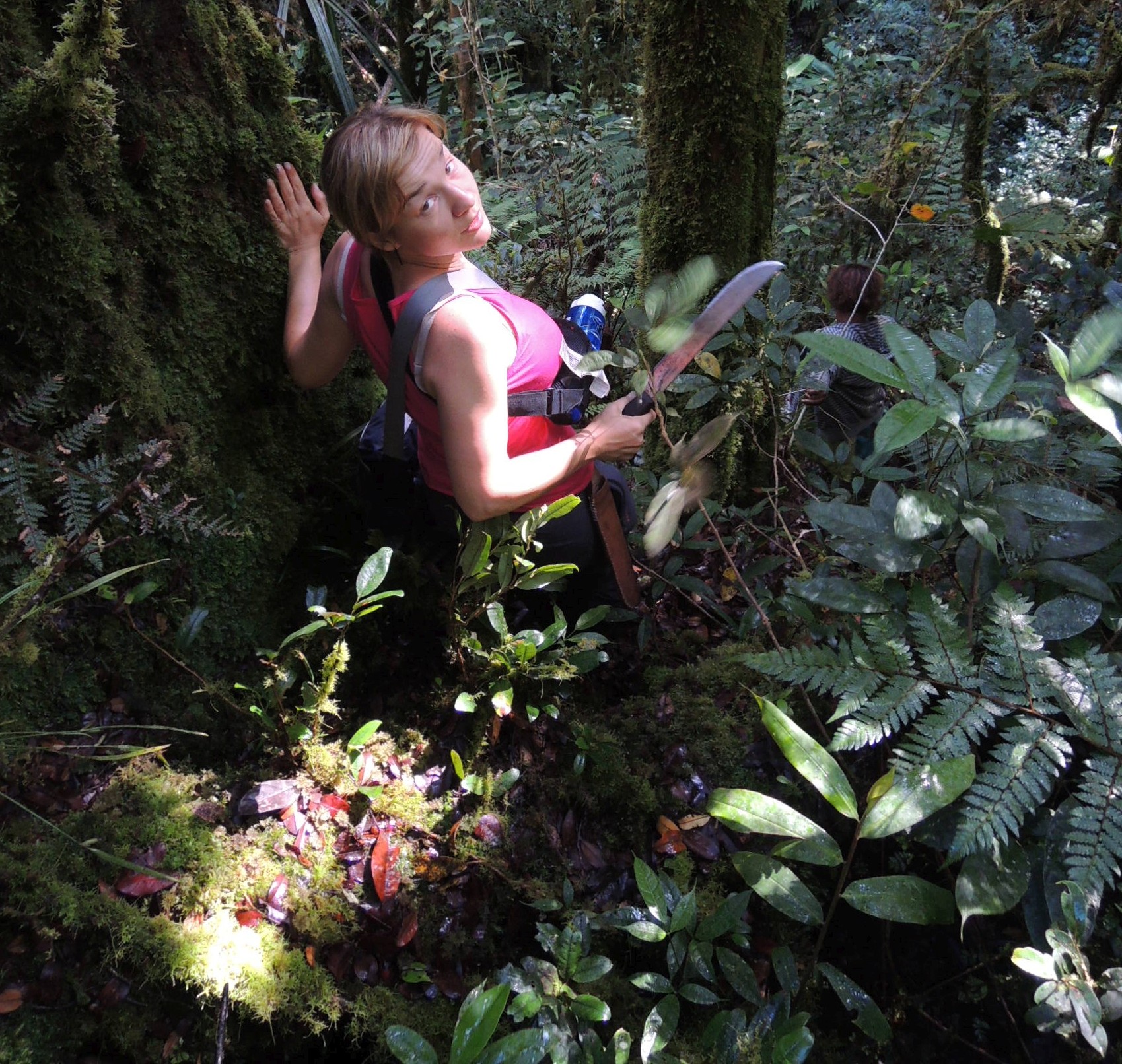 Profesor Kolanowska pośród egzotycznej roślinności