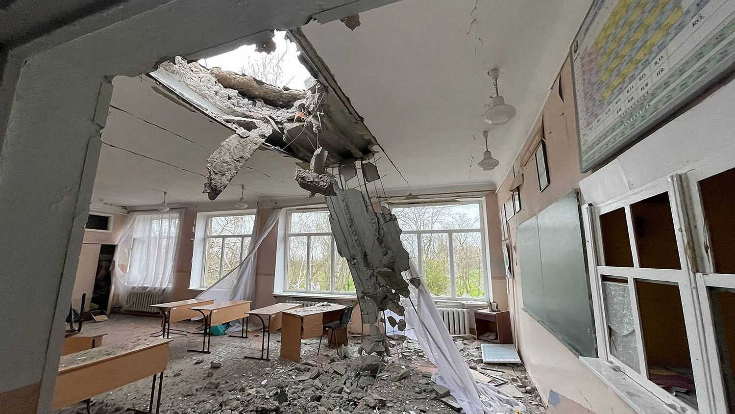 zniszczone budynki w Ukrainie